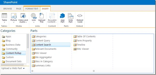 Content Rollup category