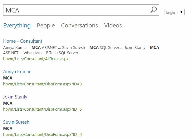 Result Page MCA