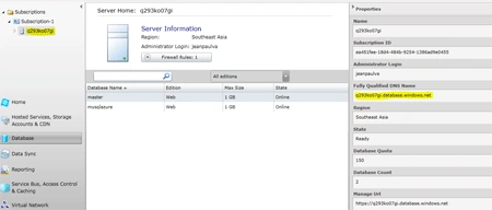 SQL Azure database