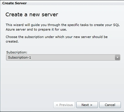 Server of SQL Azure 