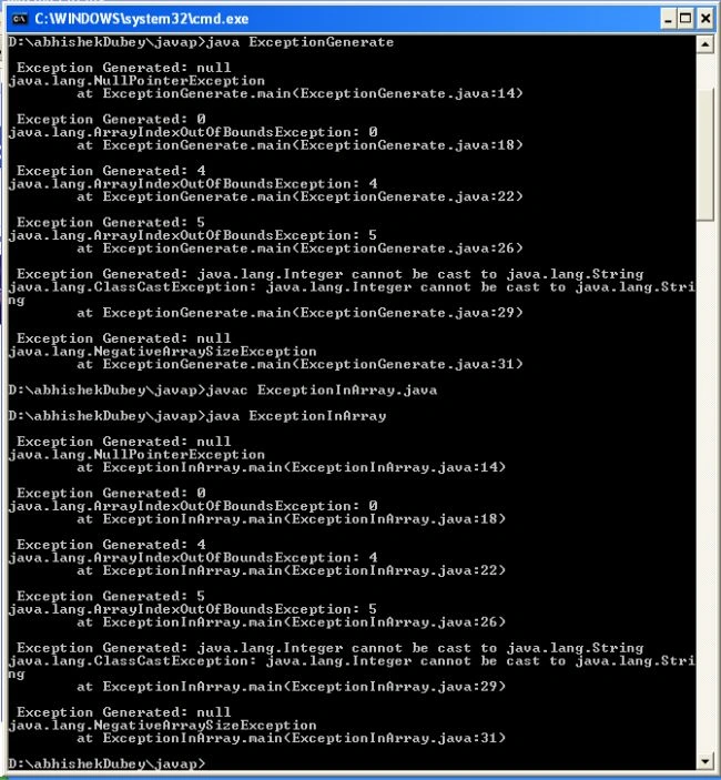 Array Exception in Java