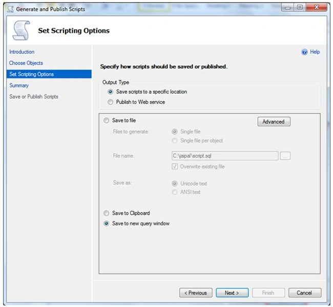 Set Scripting Options