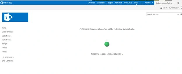 Copying action in progress