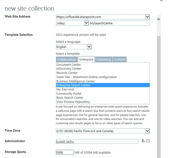 New Search Center site