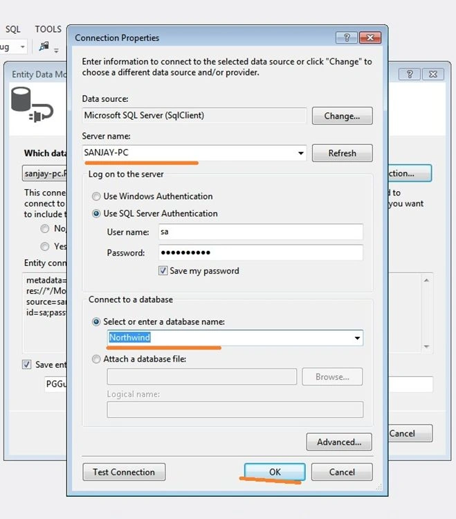 Select database