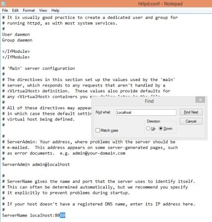 Change the line localhost