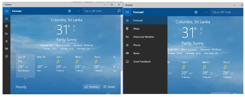 Hamburger menu