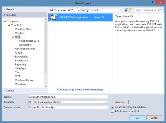 Create New Web Application