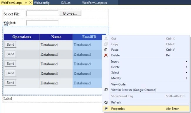 Properties of Grid View