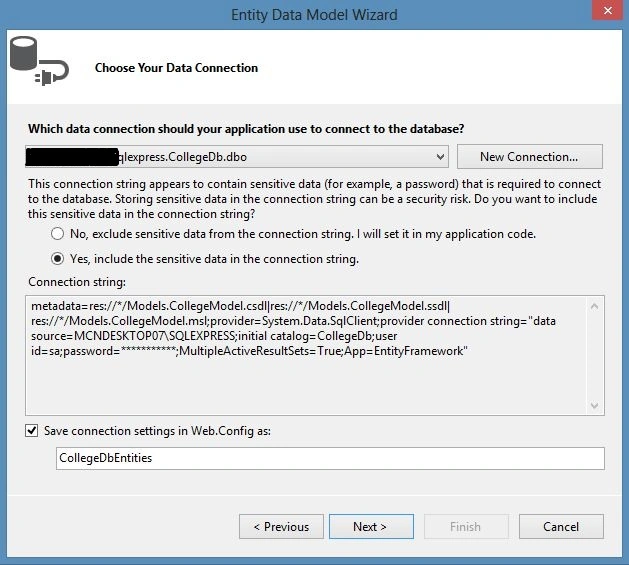 Creating Connection in Entity Data Model