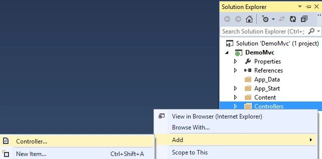 Adding New Controleer in MVC