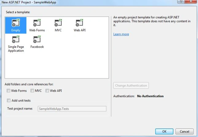 Empty Template in VS 2013
