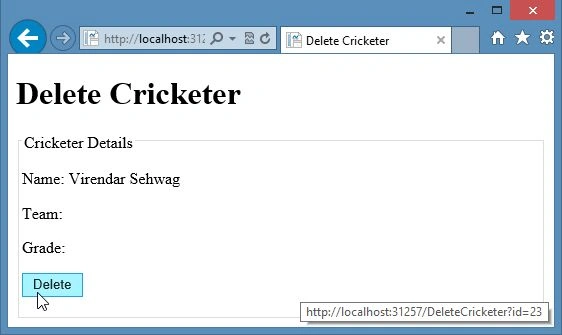 Delete in WebMatrix