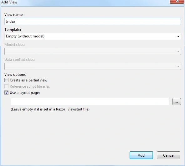 Add View for Area