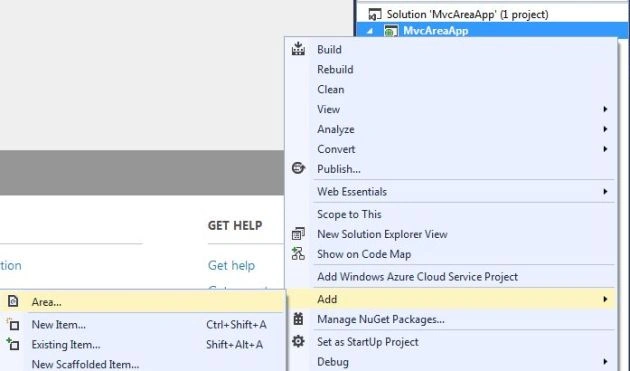 Adding Area in MVC 5