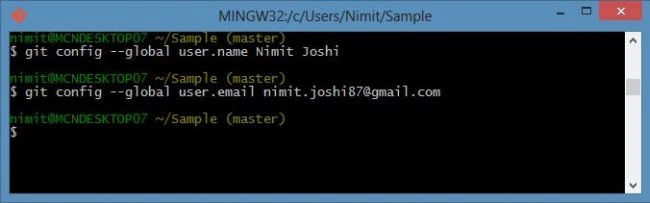 Create User Name and Email on Git