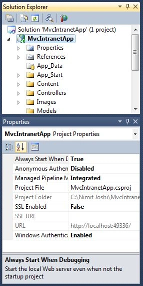 Properties window