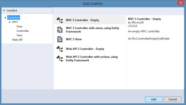 Add Scaffold Wizard
