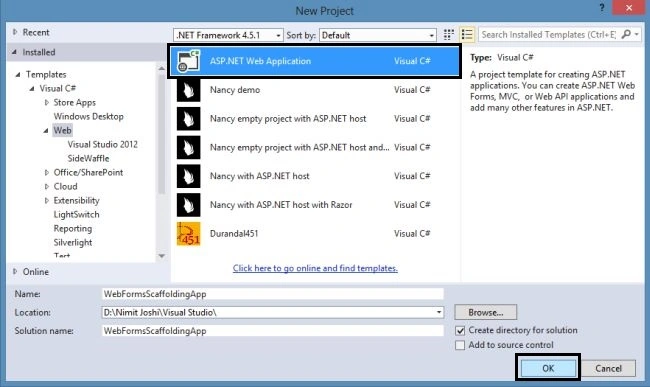 Create Web Application in VS 2013