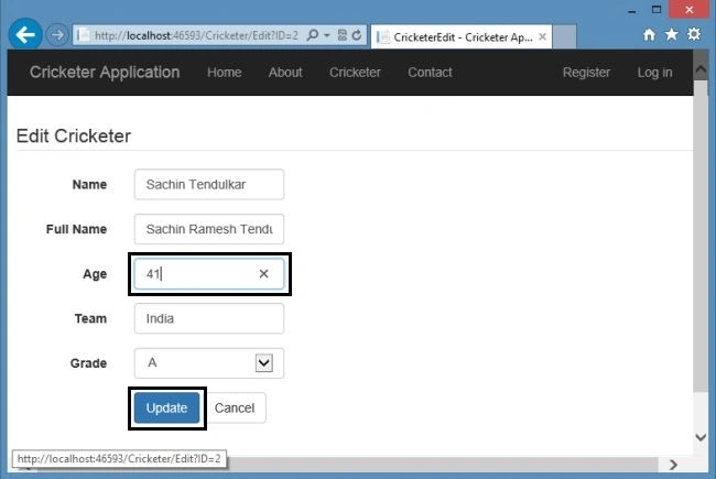 Updating Record in Web Forms