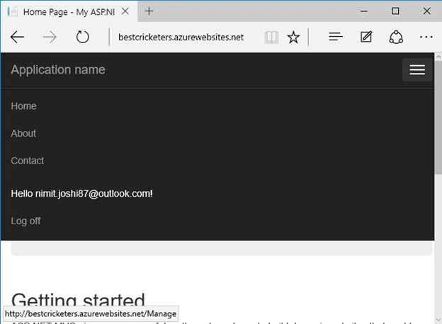 Successful registration on published app