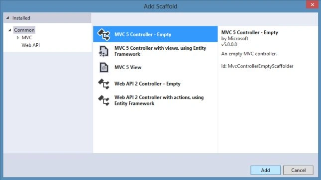 Scaffolding Mvc Empty Controller