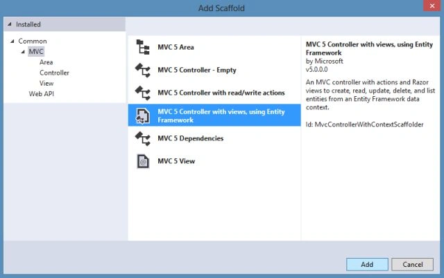 MVC 5 Scaffolding