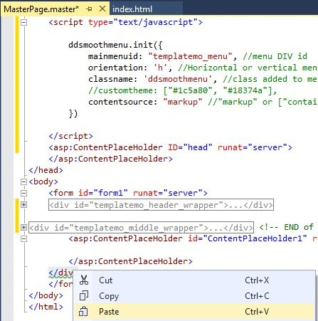 Footer in Master