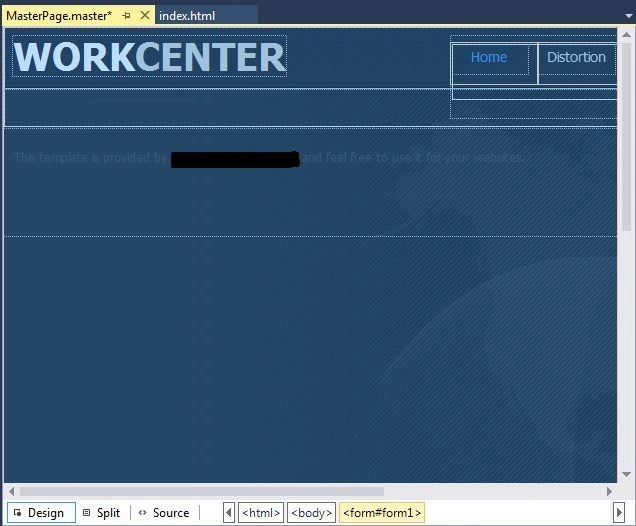 Master Page Design View