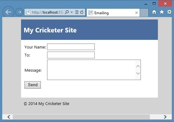 Email Page in WebMatrix