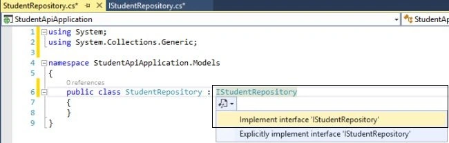 Implementing Interface in Class