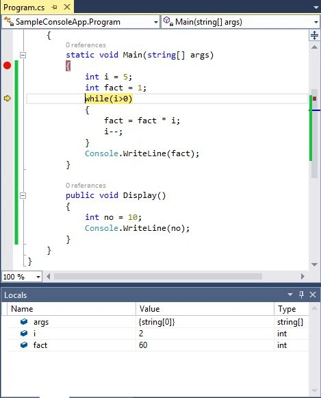 Locals Window in Debugging