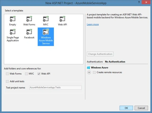 Windows Azure Mobile Service Project Template