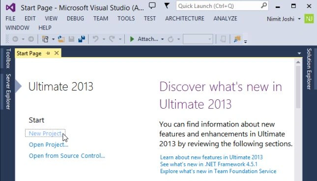 Creating New Project in VS 2013