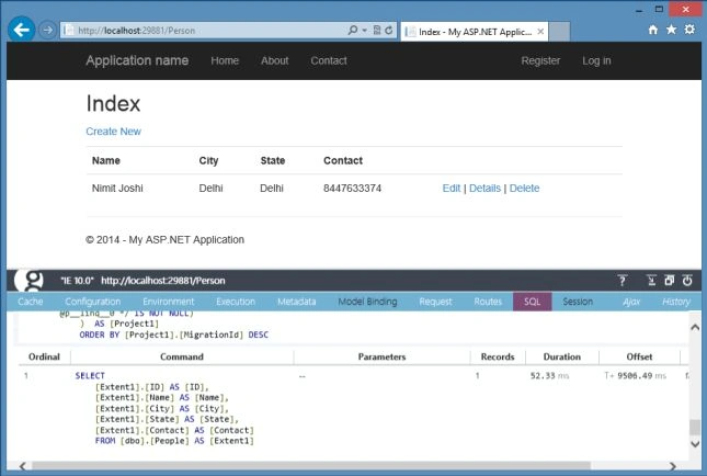 SQL Query in Glimpse