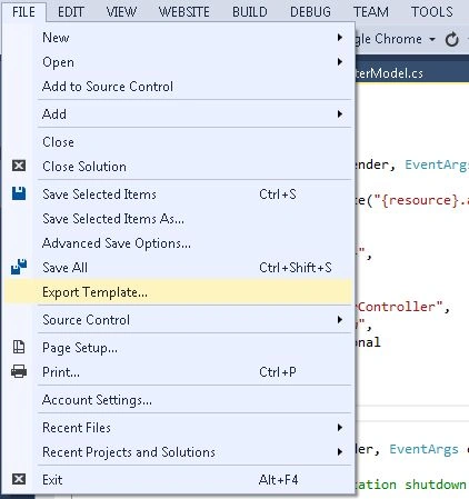 Export Template in Visual Studio