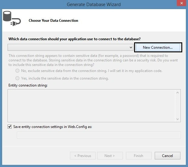 Creating New Connection in Database Wizard
