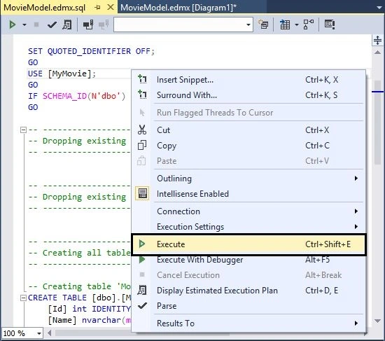 Executing Database Script