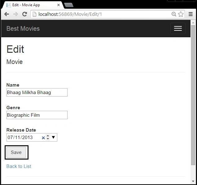 Updating Record in MVC 5