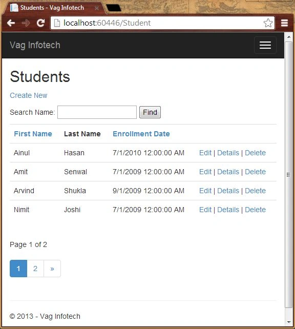 Updated Page in MVC