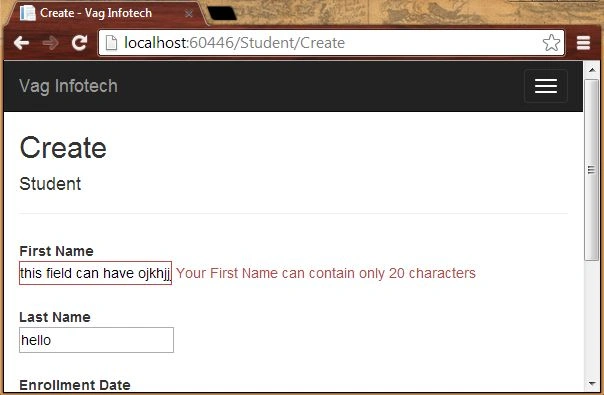 Create Page in Mvc