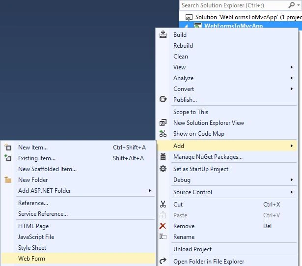 Add New Web Form in Project
