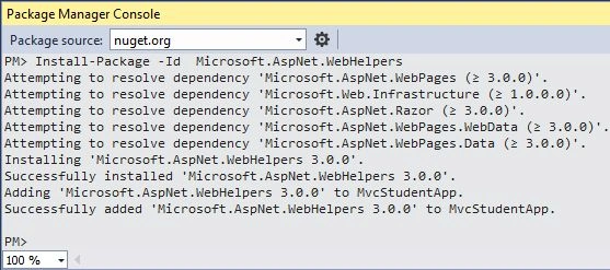 Installing WebHelpers by Package Manger Console