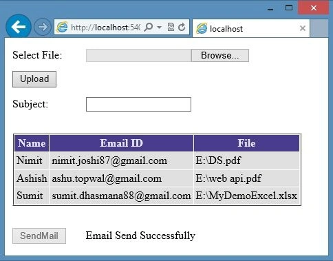 SendMail button
