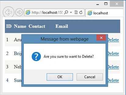 Delete Confirmation Dialog in Data Grid