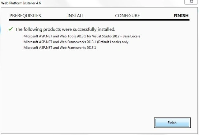 Final installation in WebPlatform Installer