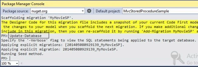 Update Database in Package Manager Console