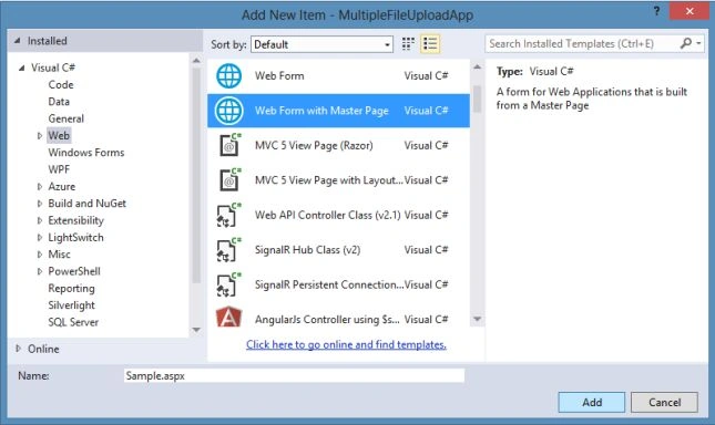 Creating Web Form with Master Page
