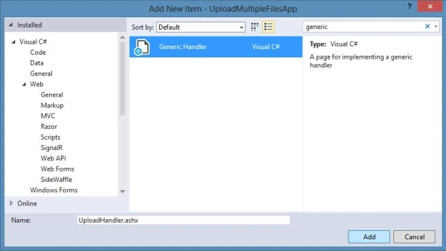 Adding Generic Handler in Project