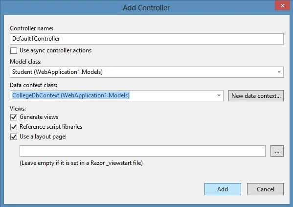 Add Controller Scaffolding in MVC